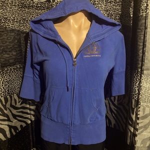 Blue Indigo, Red by Marc Ecko 3/4 sleeve studded zip up hoodie..size XL